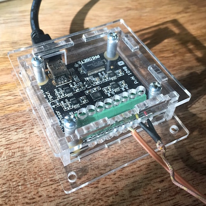 Phidgets sensor with acrylic enclosure from http://phidgets.com